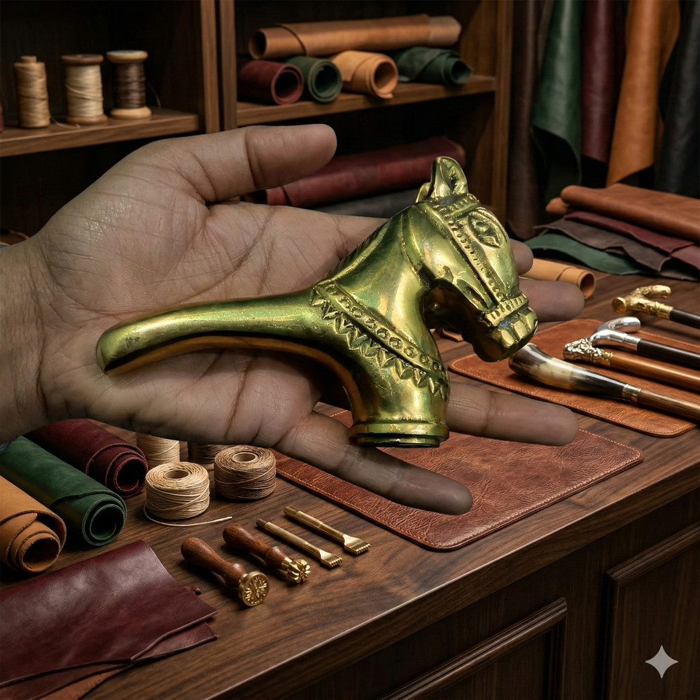 Unique Horse Designed Solid Brass Handle For Wooden Style Walking Stick Cane