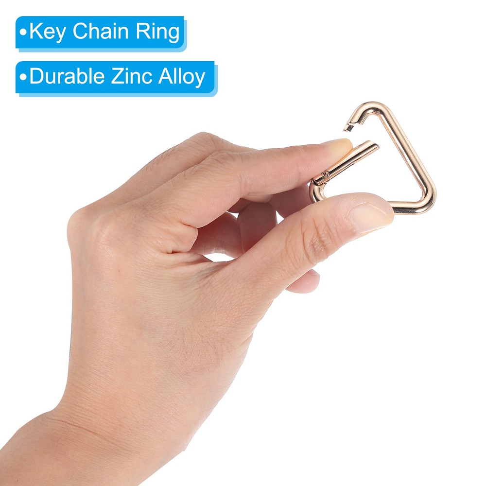 4Pcs 1" Triangle Jump Ring Buckle Spring Snap Clip Trigger Keychain Gold