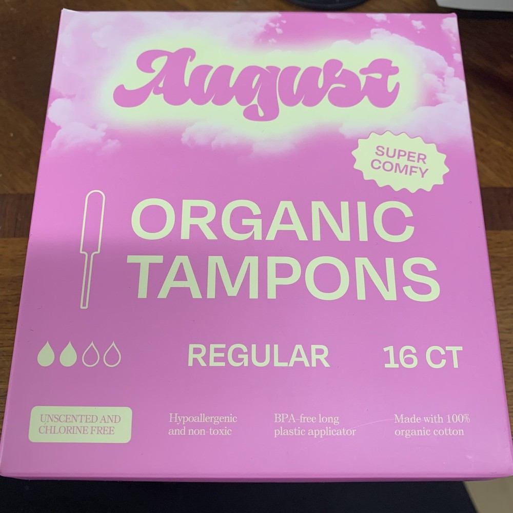 August Super Comfy Organic Unscented Tampons, Regular, 16 Count