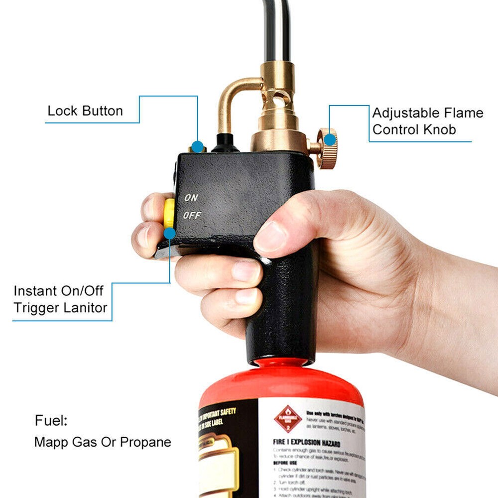 Propane Torch Head Trigger Start Mapp/Map Gas Welding Torch Push Button Igniter