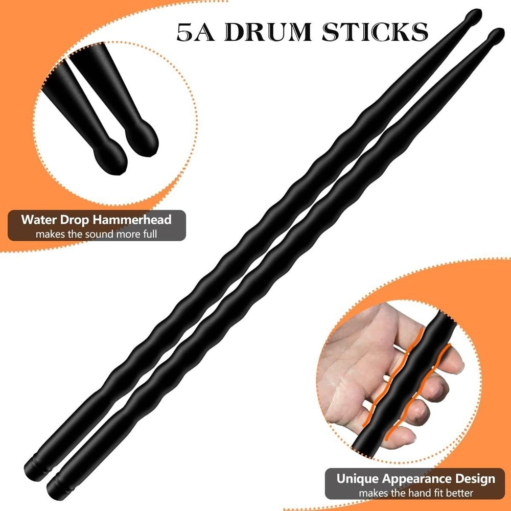 2 Pack 5A Drumsticks – Carbon Fiber Drum Sticks for Drum Set, Practice & Perform