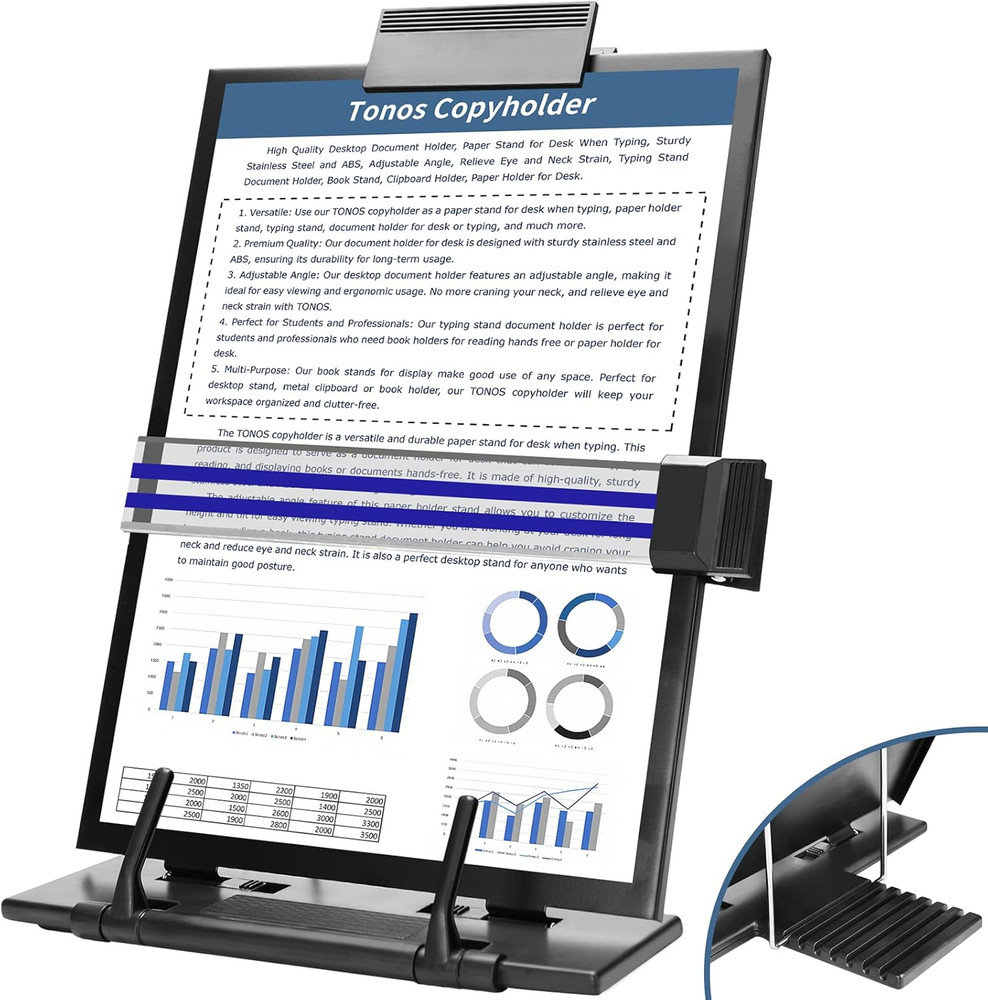 TONOS Paper Stand Document Holder - Quality Document Holder for Desk, Paper Stan