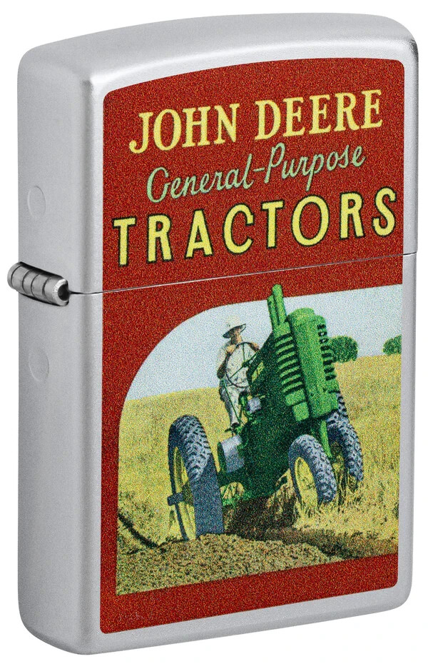 Zippo 46757, John Deere Design,  Satin Chrome Lighter, NEW