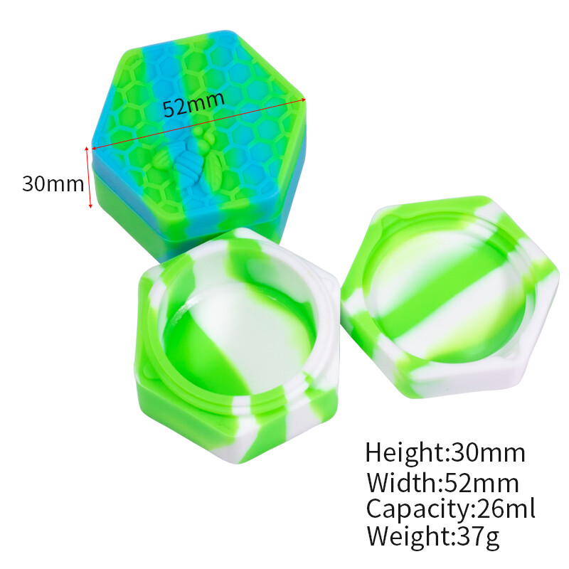 26ml Honeybee Hexagon Silicone Jar Box Mixed Color