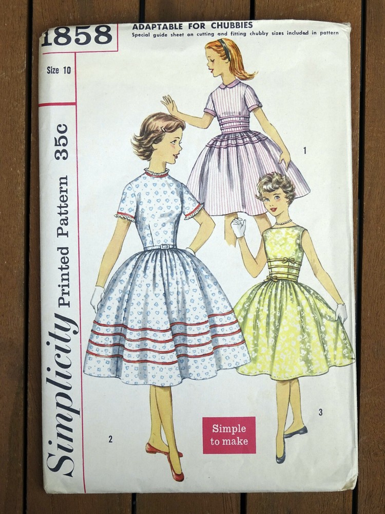 Simplicity 1858 Girl's One-Piece Dress - Size 10