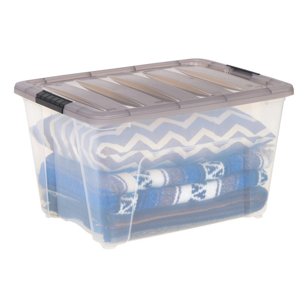 53 Qt. Plastic Storage Bins with Lids, Clear, Latching, Stackable, Totes 5Pk