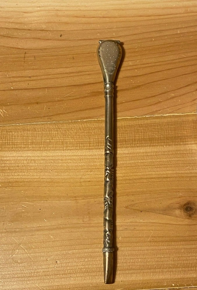 Antique 800 Silver Yerba Mate & Bombilla drinking straw