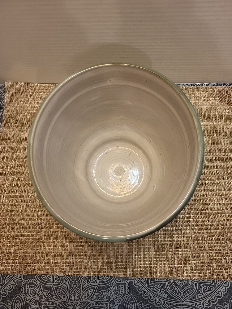 Vintage Brushed Designed Glazed Pottery Planter Marked