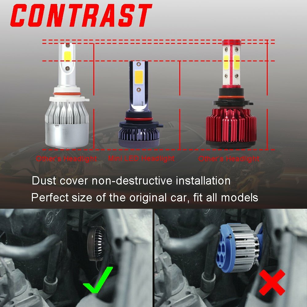 2x 9005 HB3 LED Headlight High/Low Beam Conversion Bulbs Kit 3000K Xenon Yellow