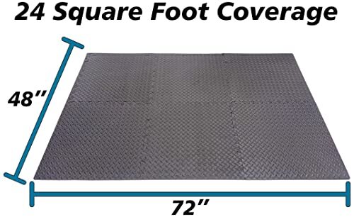 24 Square Feet / 6 Interlocking Foam Tiles ½-inch Thick Exercise Mat - Soft S...