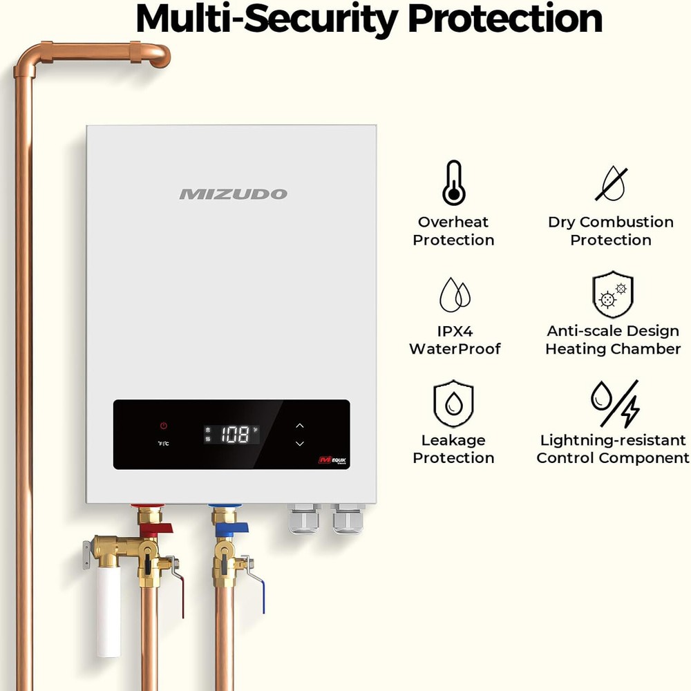 24kW Electric Tankless Water Heater Instant Hot Boiler for Whole House On-Demand