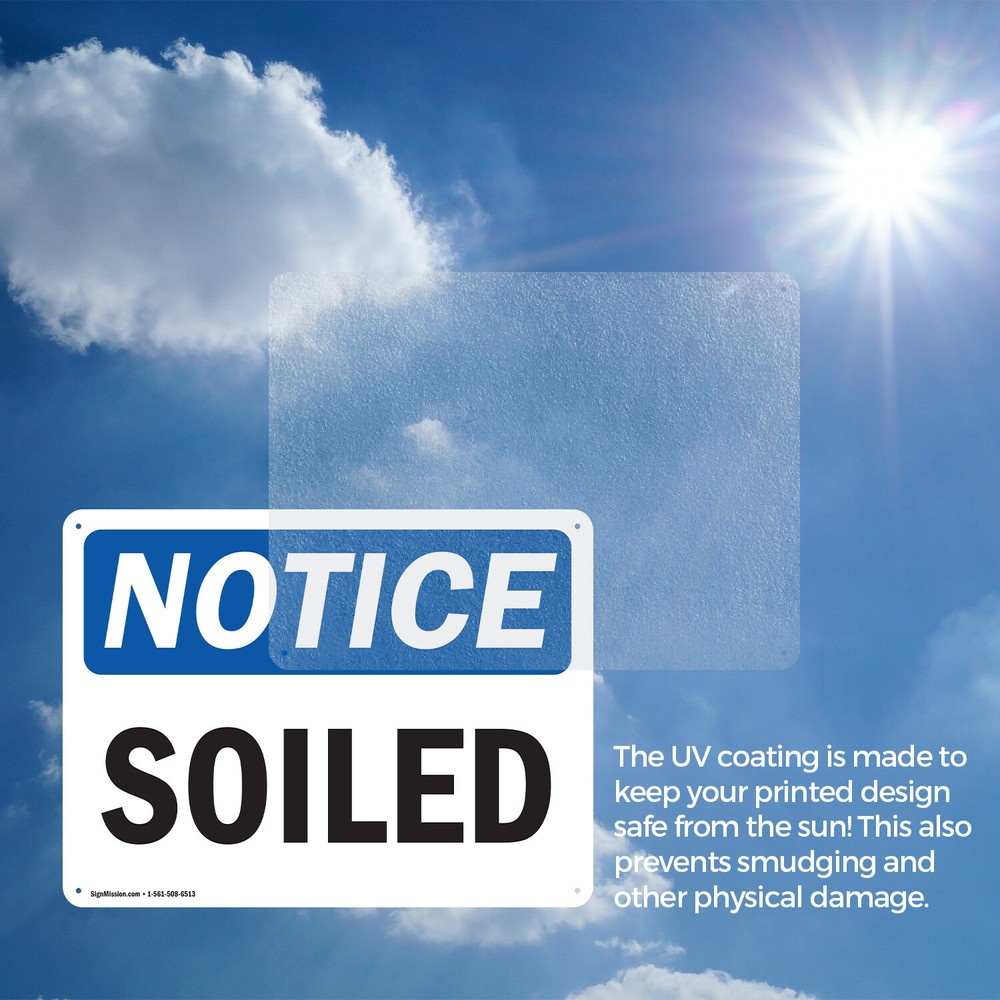 (2 Pack) Soiled OSHA Notice Sign Decal Metal Plastic