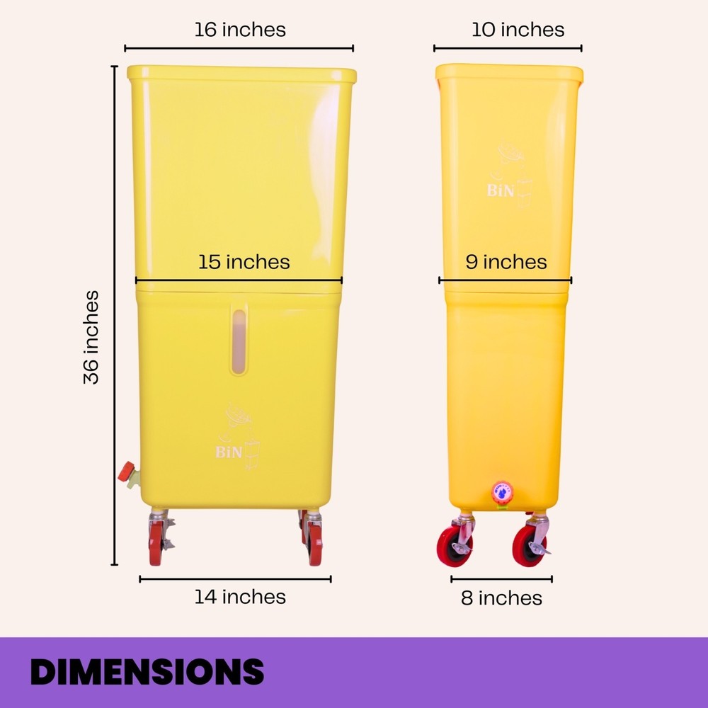 Yellow Drink Dump Bin w/ Wheels – Dual Compartment Liquid & Trash Disposal