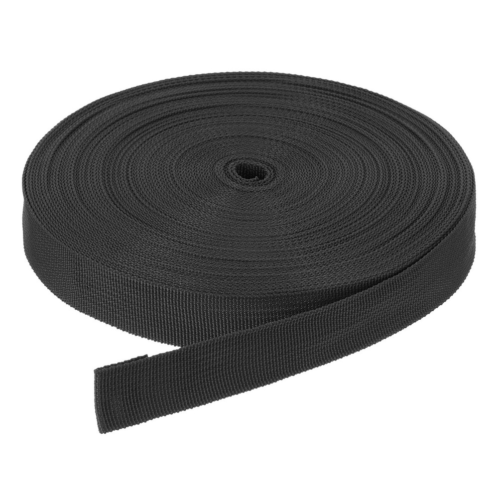 25 Yard x 1 Inch Width Nylon Webbing Strap Poly Flat Webbing Strapping Black