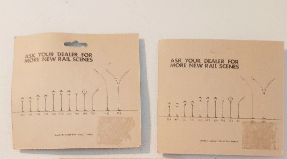 2 Model Power HO Scale #493 3 Pack Brass Lighted Lamp Posts Handcrafted NOS