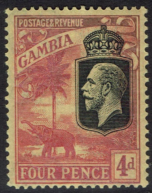 GAMBIA 1922 KGV ELEPHANT 4D WMK MULTI SCRIPT CA