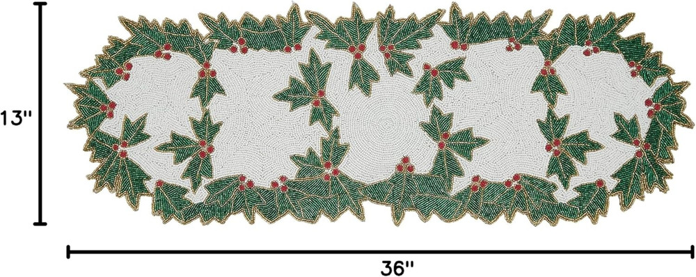 Beaded Holly Table Runner