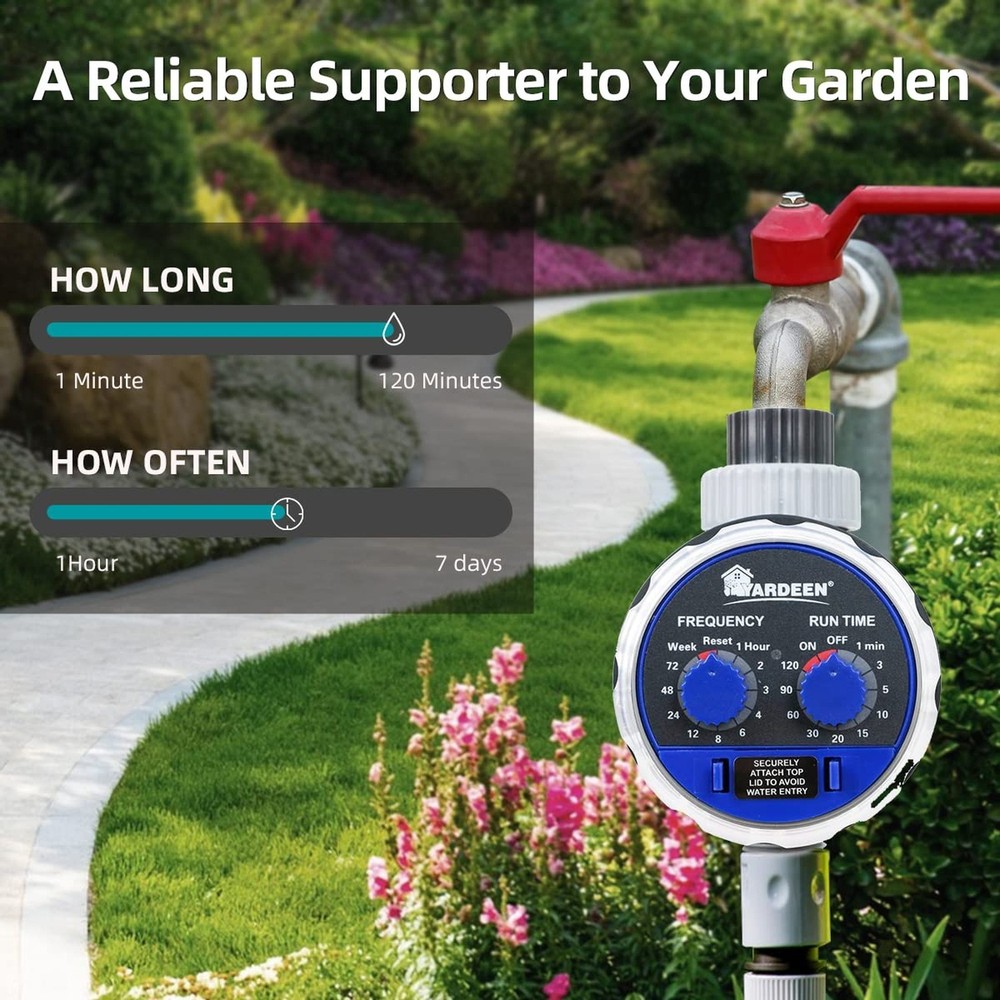 Water Timer Electronic Hose Sprinkler Garden Irrigation Controller Two Dial,N...