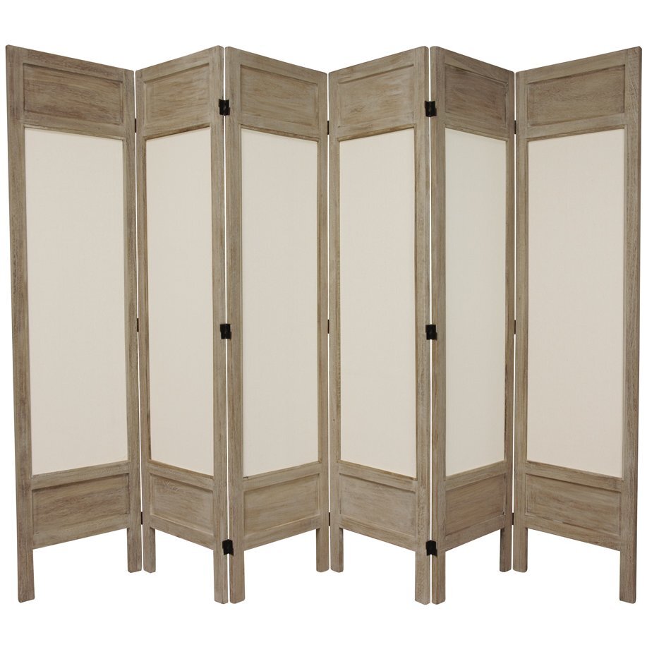 5 1/2 ft. Tall Solid Frame Fabric Room Divider - Burnt Grey - 6 Panel