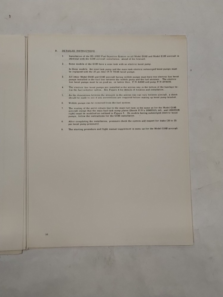 Bendix Model RS-10B2 Fuel Injection System Installation Instructions-Original