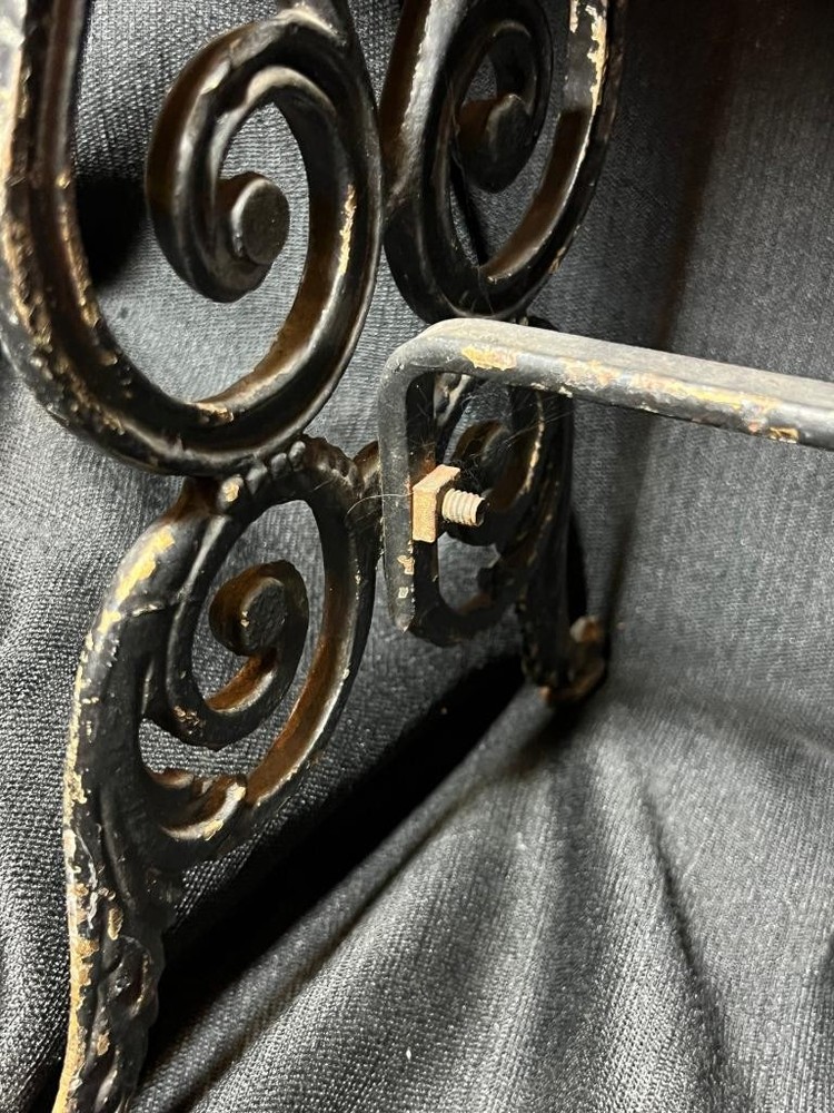 Antique Old Cast Iron Vanity Dressing Table Rectangular Bench Cloth Tapestry Top