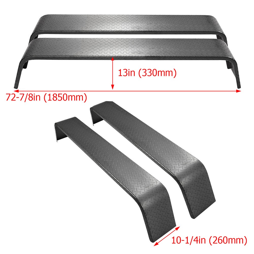 (2)- Steel Diamond Tread Plate Tandem Axle Trailer Fenders 10" X 72" X 13"