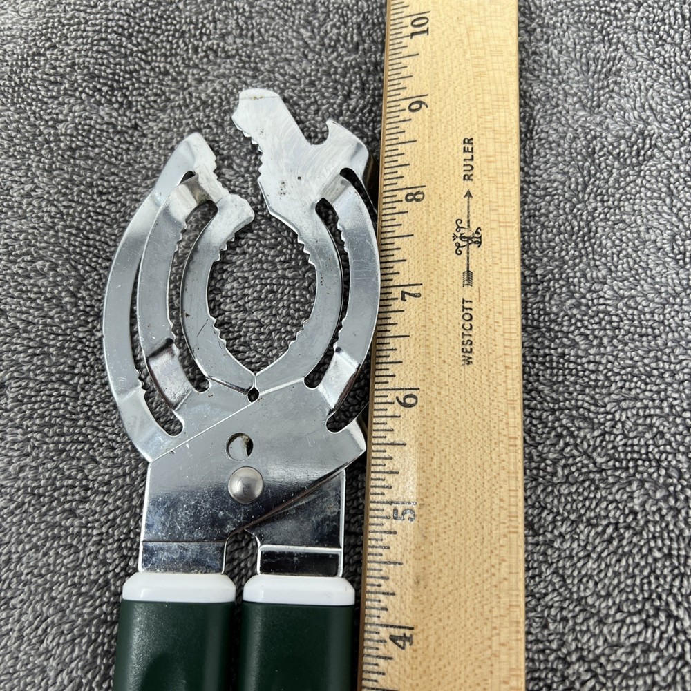 Jar Bottle Opener Stainless Universal Fit Multi Sizes Green Handle Preowned