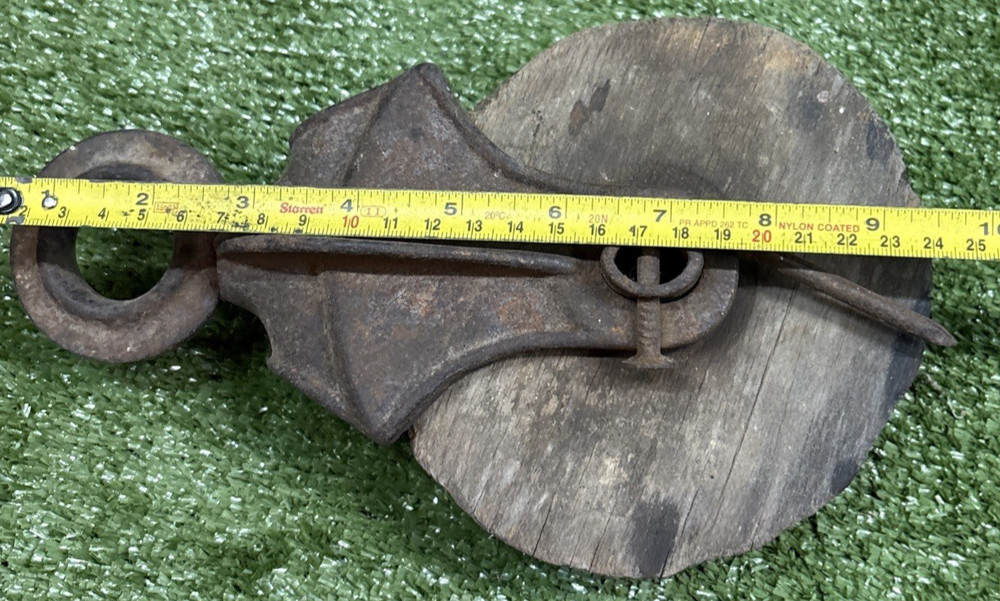 Antique Cast Iron & Wood Barn Pulley
