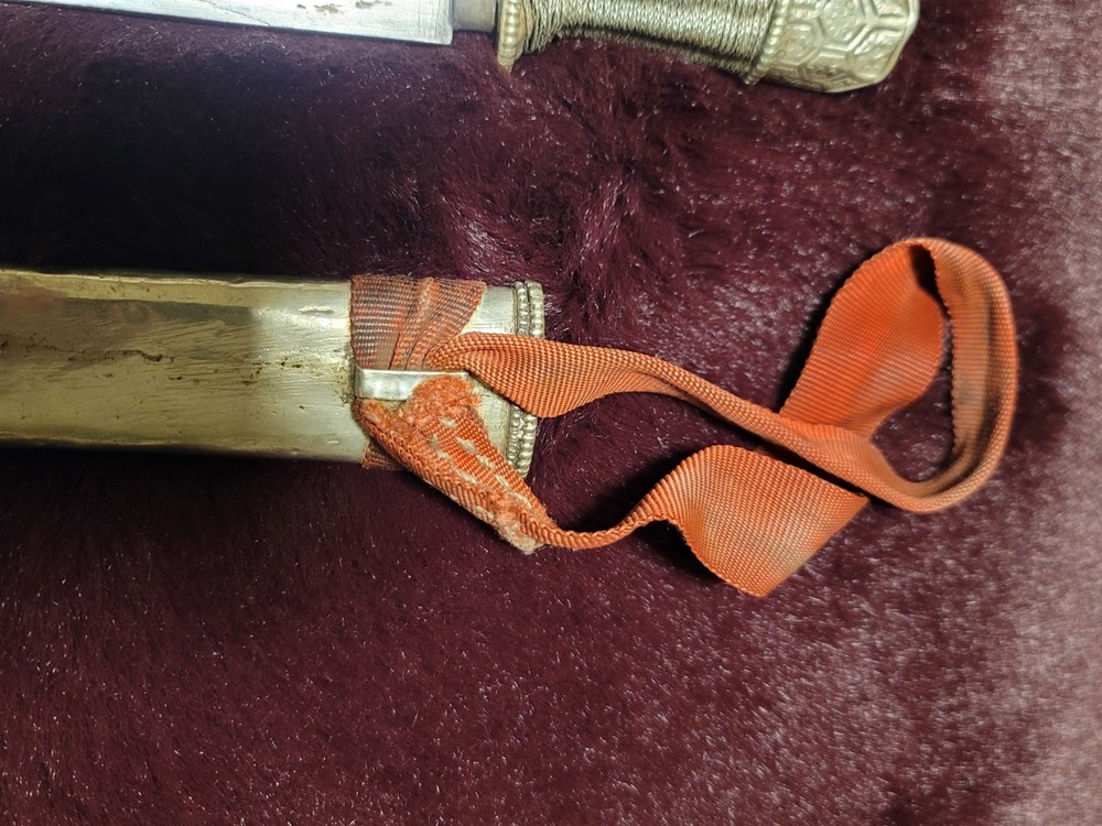 Antique Tibetan Silver Knife-Dagger with Silver Sheath