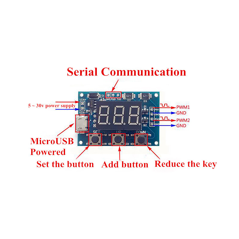Micro USB DC 2CH PWM Signal Generator Pulse Frequency LED Display Module
