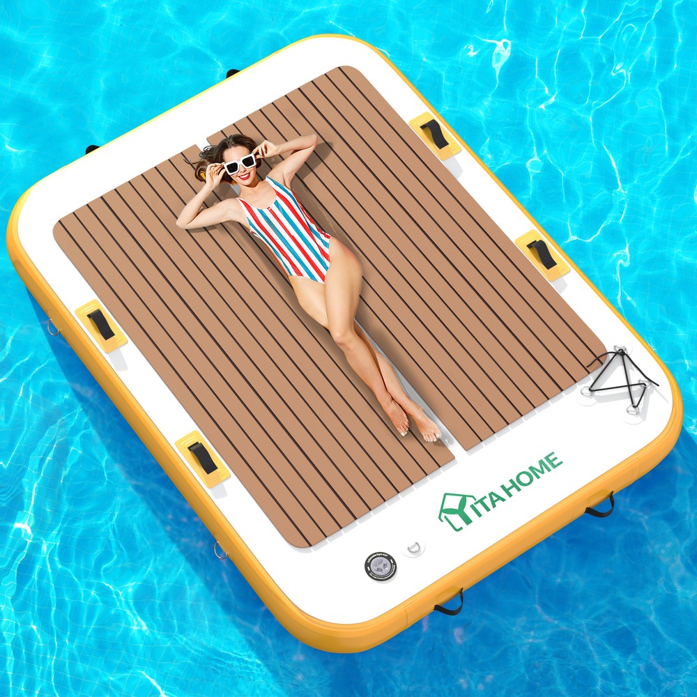 TAUS 6"Thick Inflatable Floating Dock Platform PVC Island Rafting Platform+Pumps