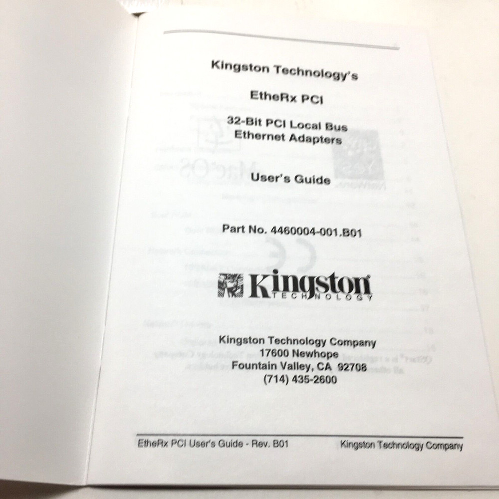 Kingston EtheRx PCI Ethernet Adapter KNE40BT booklet instructions diskettes