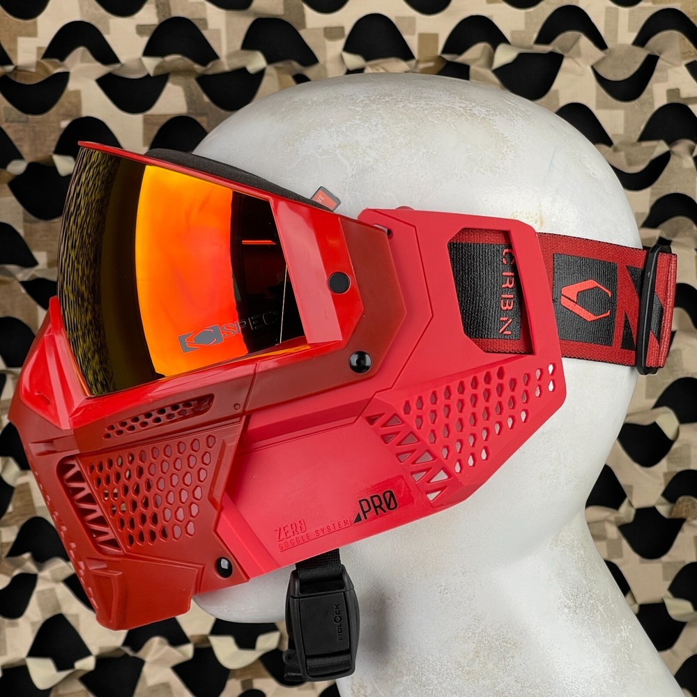 NEW Carbon CRBN Zero Pro Paintball Mask (More Coverage) - Cardinal - Red Mirror