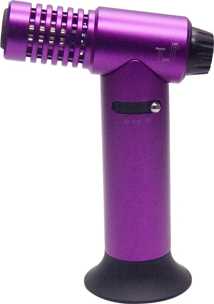Jet Butane Torch Lighter Safety Lock & Adjustable Flame Refillable Purple