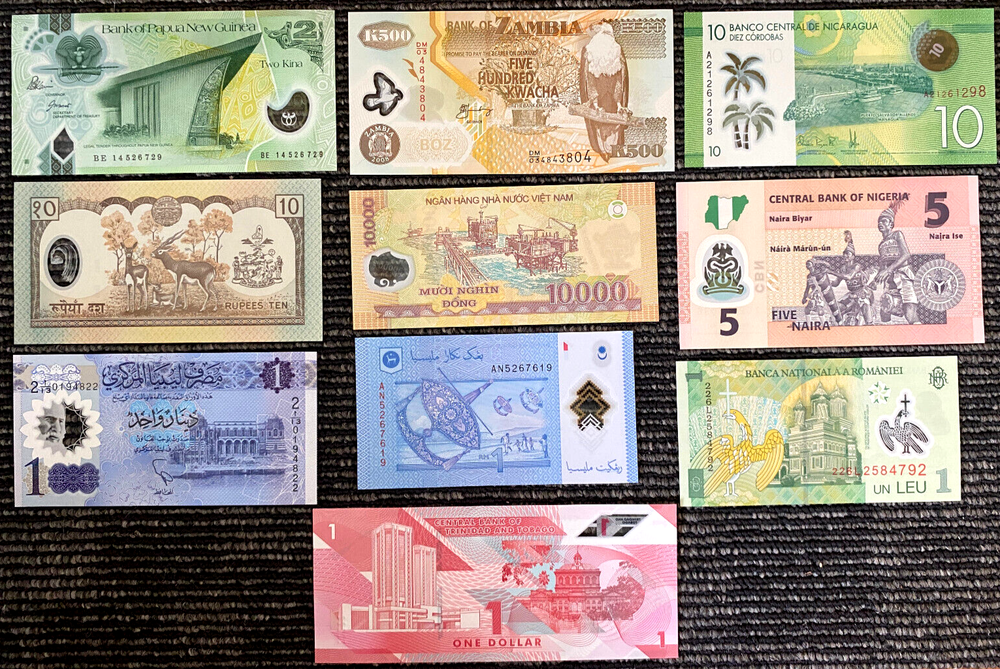 Limited Edition Polymer Banknote Set – 10 Beautiful Notes from Around the World