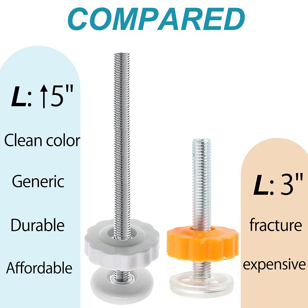 4Pcs Universal Baby Gate Threaded Spindle Rod, M8 Medium (12cm x 20cm), White