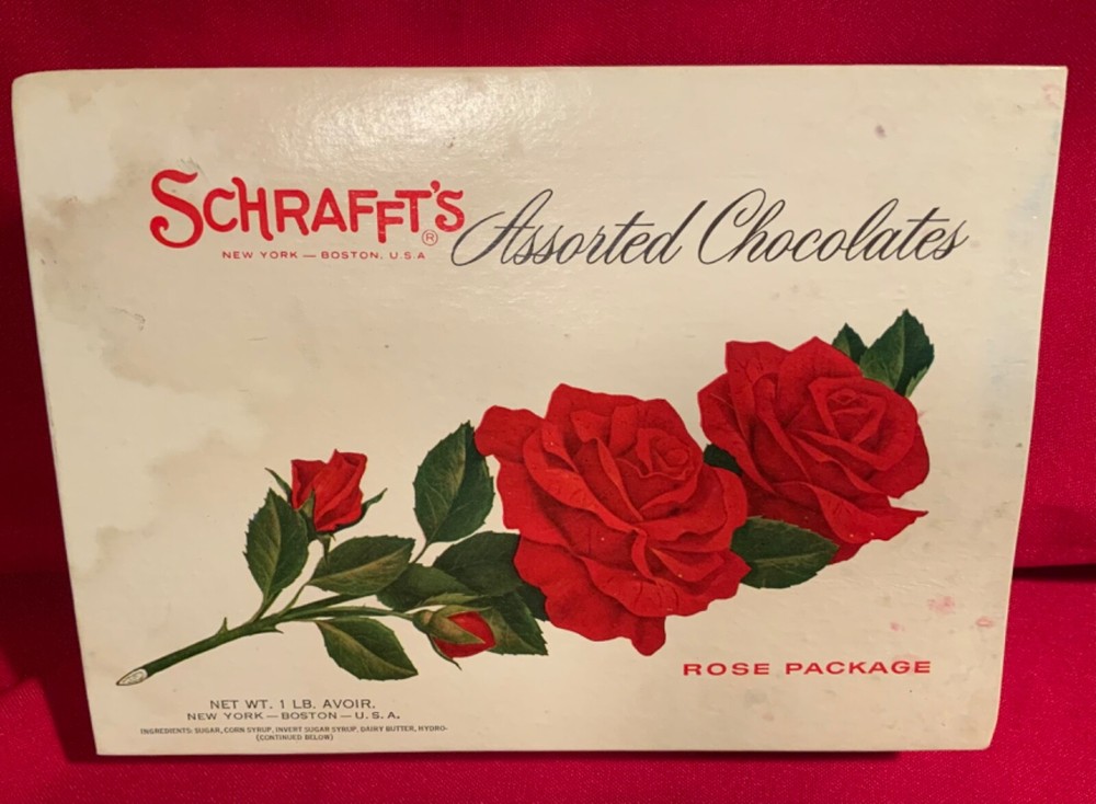 Schrafft’s,Rose Package,Candy Box,Chocolate Box,Container,USA,Assorted Candy Box
