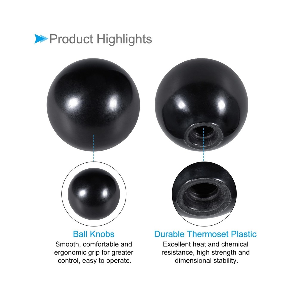 Thermoset Ball Knobs, M10 Female Thread 40mm Diameter, Plastic Metric Hand Sc...