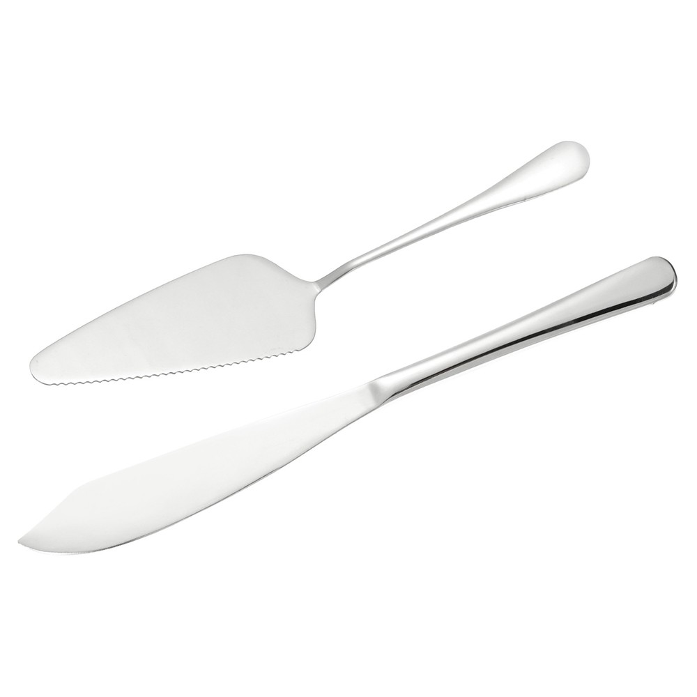 Wedding Cake Knife and Server Set, Silver Cake Cutting Set (11/9 Inch)