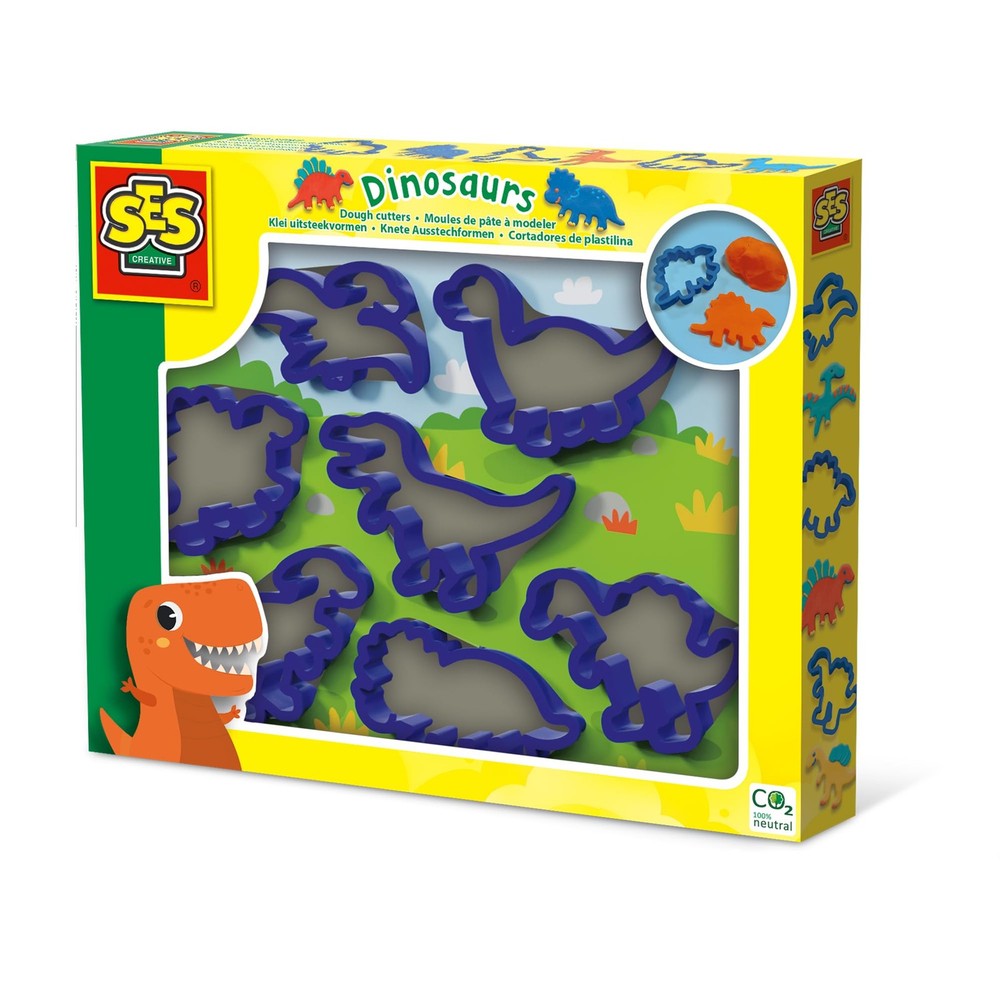 SES Creative 00887 Dough Cutters-Dinos, Various
