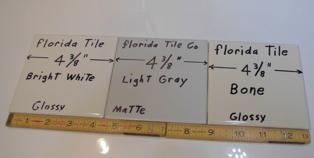 1 pc. *Light Gray* Matte Ceramic Tile 4-3/8" by Florida Tile Co. NOS