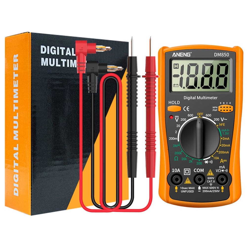 LCD Digital Multimeter Voltmeter Ammeter Ohmmeter Volt AC DC Tester Leads Meter