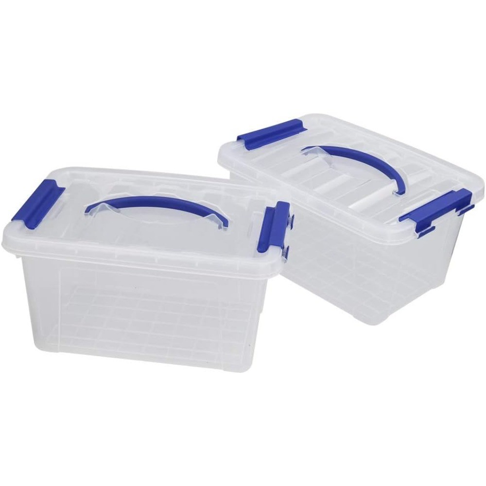 Clear Plastic Storage Bin with Latching Lid 6 Quart Stackable Tote Container Set