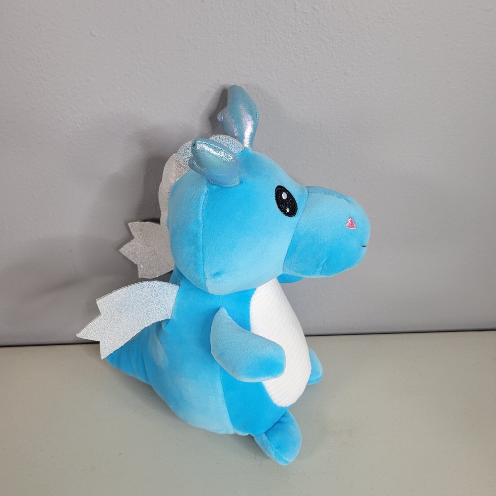 Dino Plush – New With Tags – Marshmallow Style – 9" Tall – Blue – Soft Stuffed