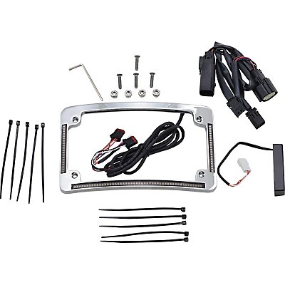 Custom Dynamics Chrome Radius LED License Plate Tag Frame 10-13 Harley FLH FLT