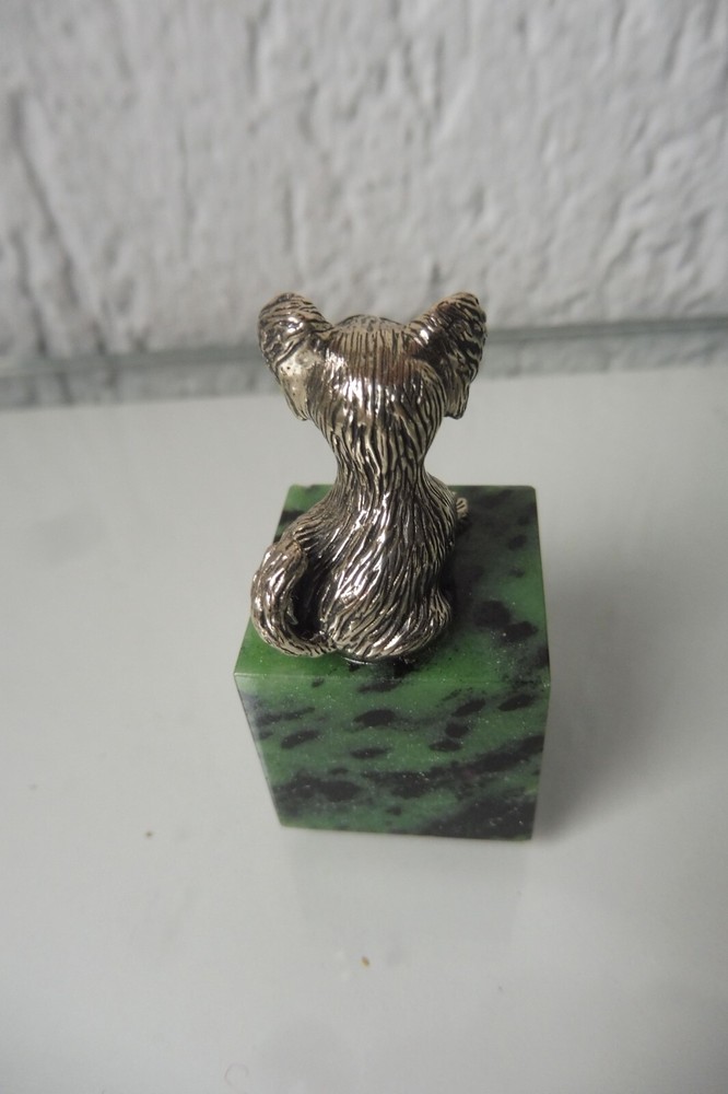 Beautiful Silver, Dog, 835 Silver On Beautiful Stone Base
