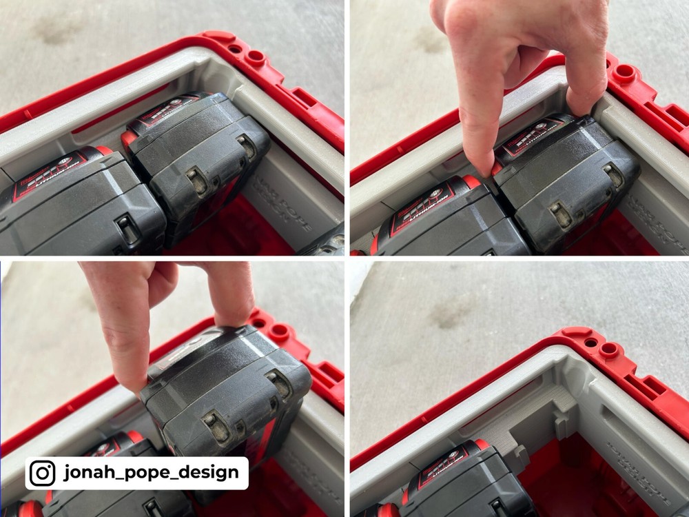 M18 Battery Rack UPPER Insert for Milwaukee Packout | Jonah Pope (Insert Only)