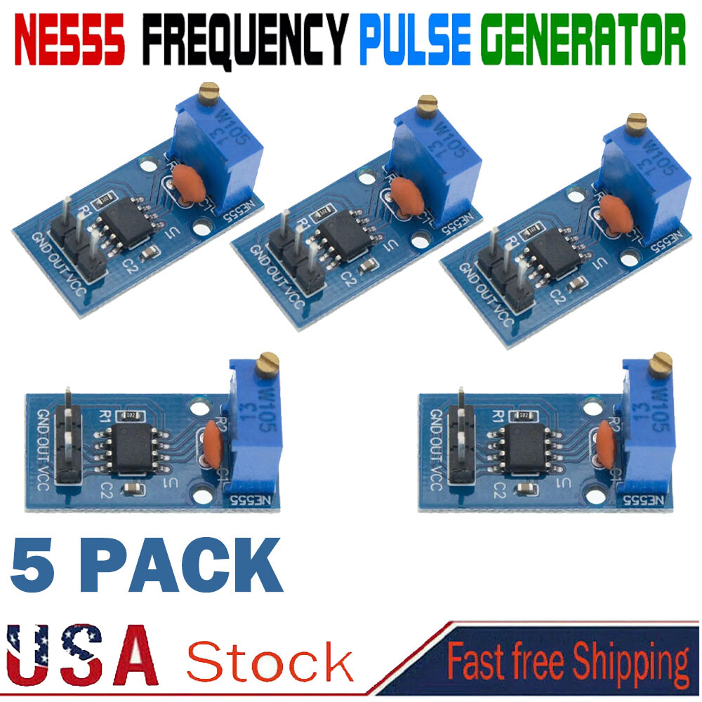 5x NE555 Duty Cycle Pulse Frequency Adjustable Square Wave Generator Module