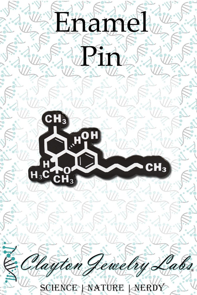 THC Tetrahydrocannabinol Weed Marijuana Molecule Hard Enamel Lapel Pin