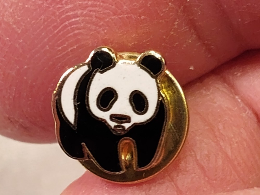 Vintage Panda Bear Enamel Lapel Pin